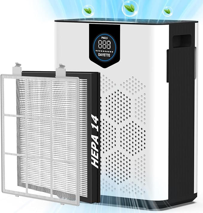 Large Room Air Purifier with H14 HEPA, 22dB Sleep Mode